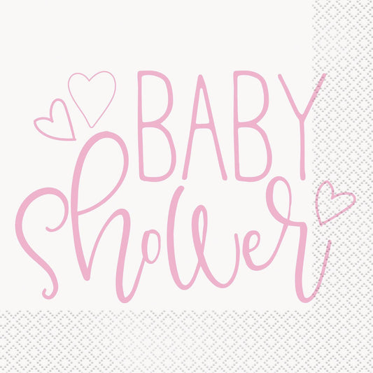 "Baby Shower" Pink Luncheon Napkins (Pack of 16)