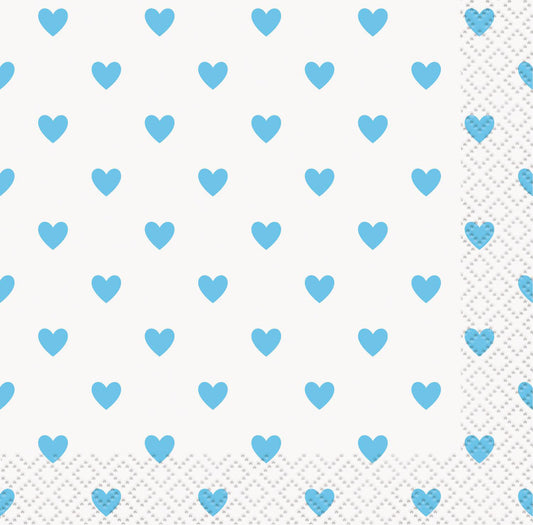 Baby Shower Blue Hearts Beverage Napkins (Pack of 16)