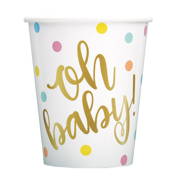 "Oh Baby" Paper Cups 270ml (Pack of 8)