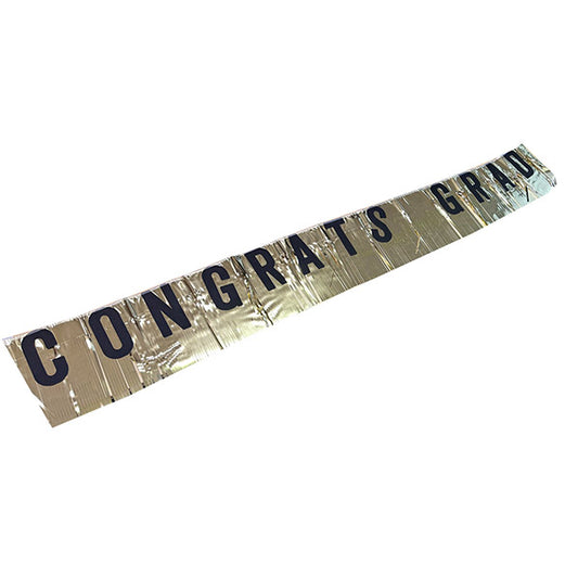 "Congrats Grad" Gold Foil Fringe Banner - 1.83cm