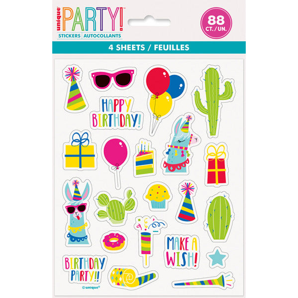 Llama Birthday Stickers (4 sheets)