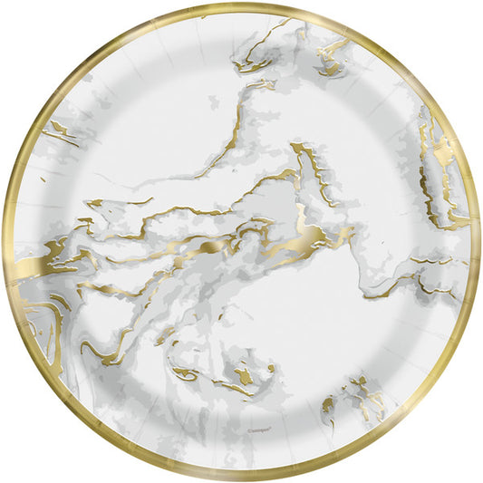 Gold Marble Foil Stamped Paper Plates 18cm (Pack of 10)