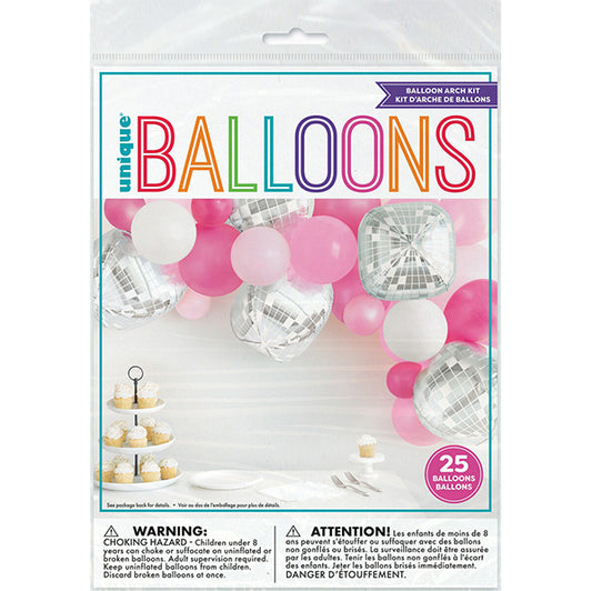 Balloon Arch Kit "Pink & Disco Ball" (25 piece set)