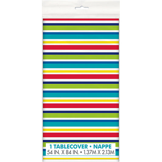 Peppy Birthday Stripes Printed Tablecover 137cm x 213cm