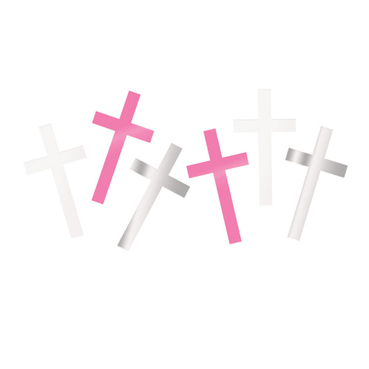 Fancy Pink Cross Foil Confetti (14g)