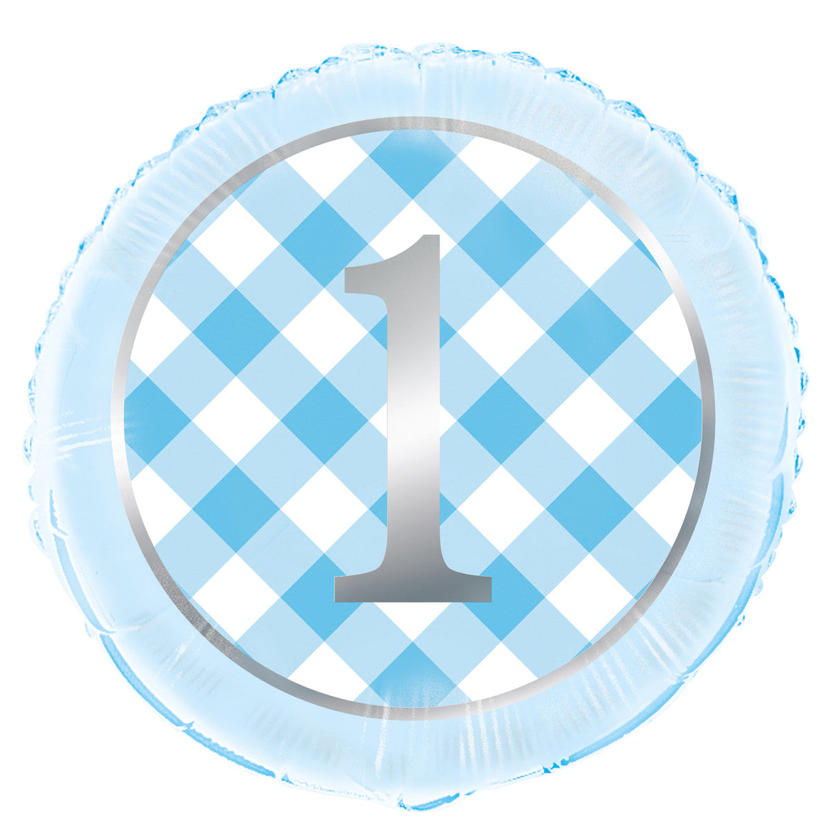 Blue Gingham 1st Birthday Foil Balloon 45cm