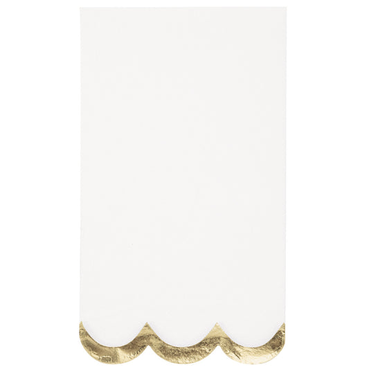 Fancy Gold Foil Stamped Scalloped Edge Guest Napkins (Pack of 16)