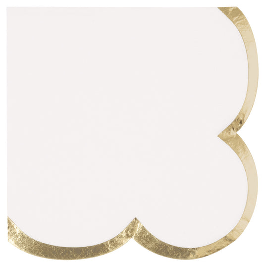 Fancy Gold Foil Stamped Scalloped Edge Beverage Napkins (Pack of 16)