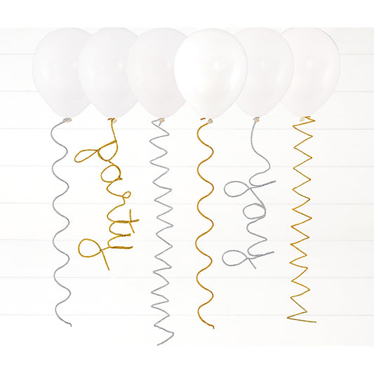 Pipe Cleaner Balloon Tails - Silver & Gold (Pack of 6)