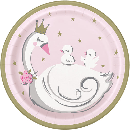 Swan Birthday Paper Plates 18cm (Pack of 8)