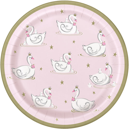 Swan Birthday Paper Plates 23cm (Pack of 8)