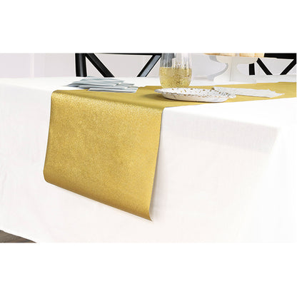 Gold Glitter Plastic Table Runner (2.7m x 33cm)