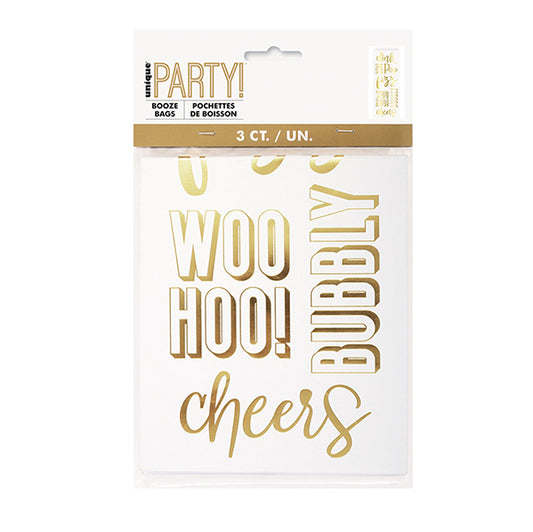 Foil Stamped Wine Bag - "Pop, Fizz, Clink!" (Pack of 3)