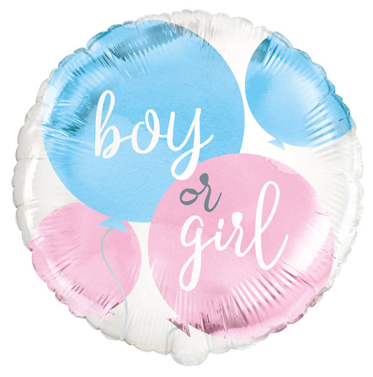 Gender Reveal "Boy or Girl" Foil Balloon 45cm