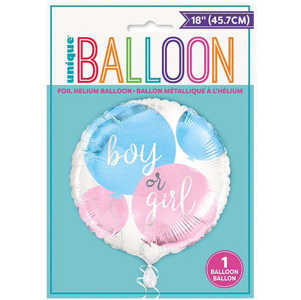 Gender Reveal "Boy or Girl" Foil Balloon 45cm