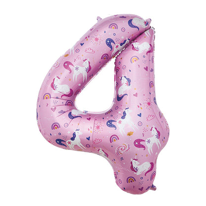 Unicorn "4" Numeral Foil Balloon (86cm)