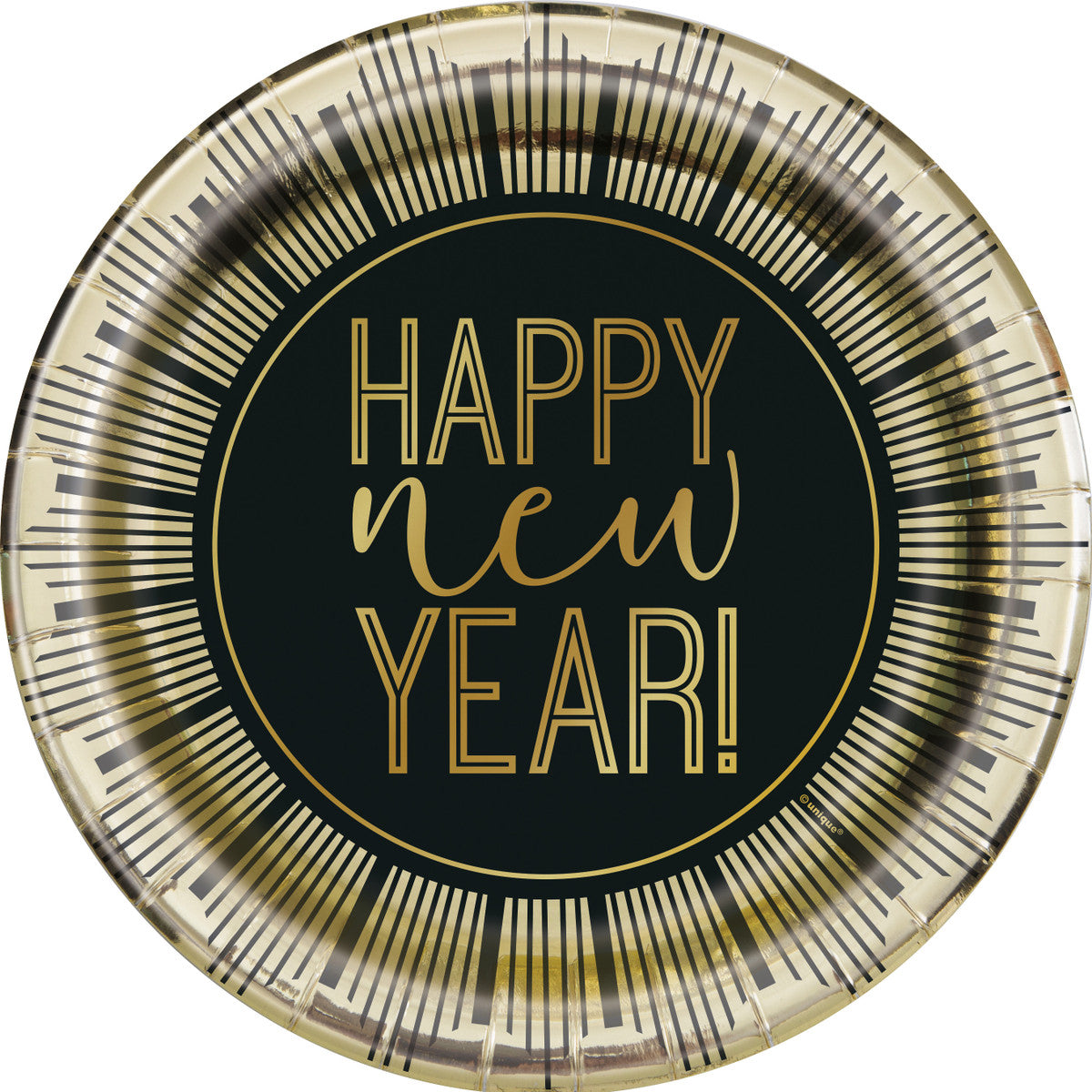 Roaring New Year "Happy New Year" Foil Stamped Paper Plates 23cm (Pack of 8)