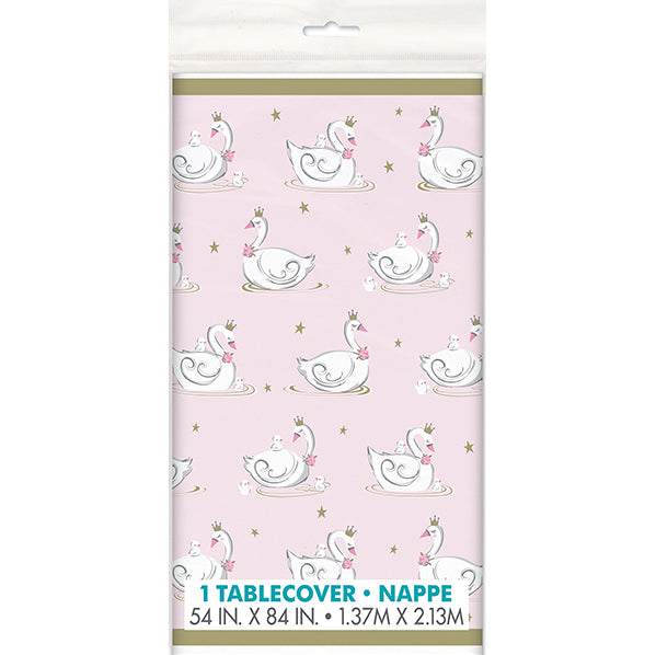 Swan Birthday Printed Tablecover 137cm x 213cm