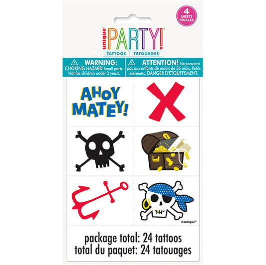 Ahoy Pirate Tattoos (Pack of 24)