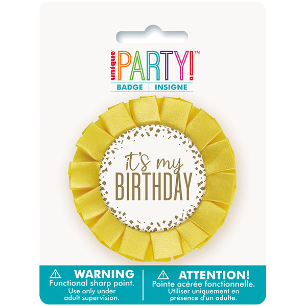 "It's My Birthday" Foil Confetti Gold Award Ribbon