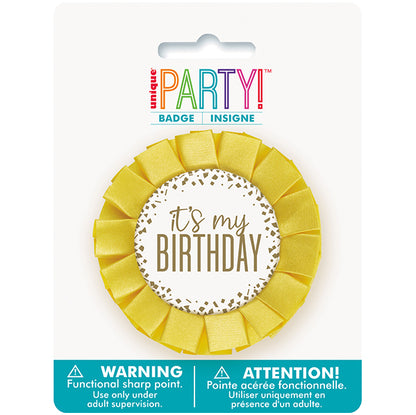 "It's My Birthday" Foil Confetti Gold Award Ribbon