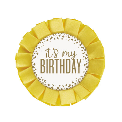 "It's My Birthday" Foil Confetti Gold Award Ribbon