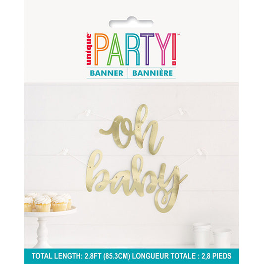 "Oh Baby" 2 Piece Oh Baby Foil Script Banner - 85.3cm