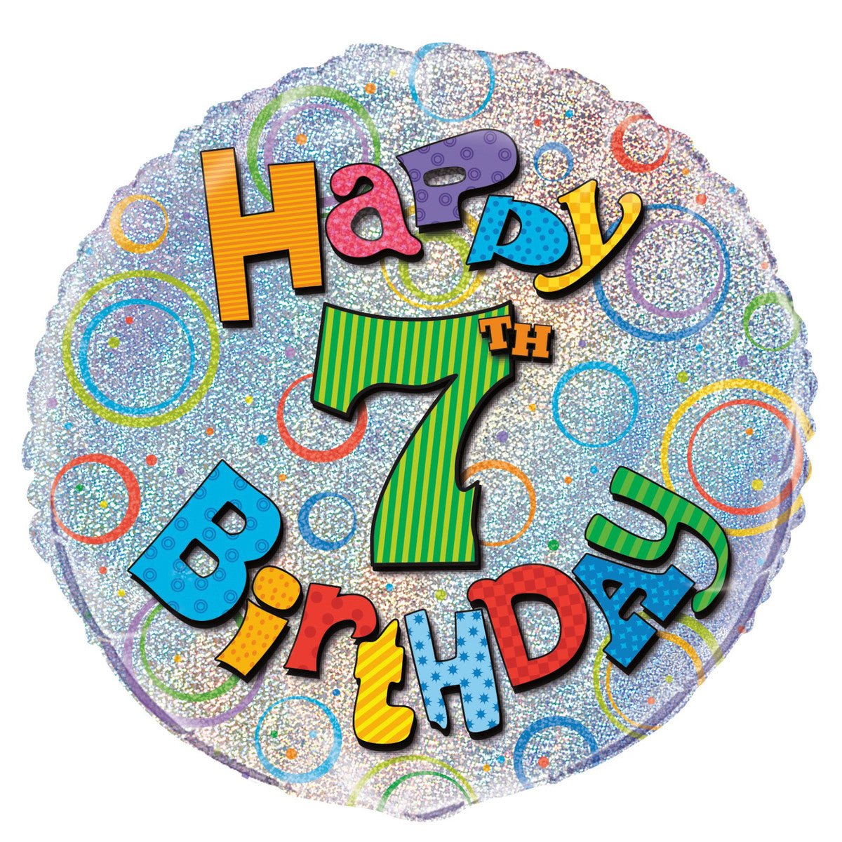 7th Birthday Foil Prismatic Balloon 45cm - The Party Marketplace