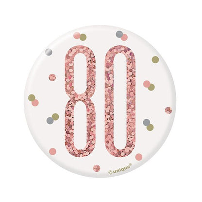 "80" Badge - Glitz Rose Gold - The Party Marketplace