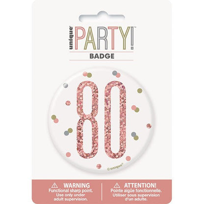 "80" Badge - Glitz Rose Gold - The Party Marketplace