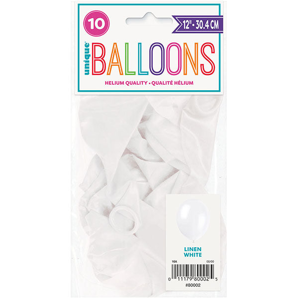 Linen White Premium Decorator Balloons 30cm (Pack of 10)