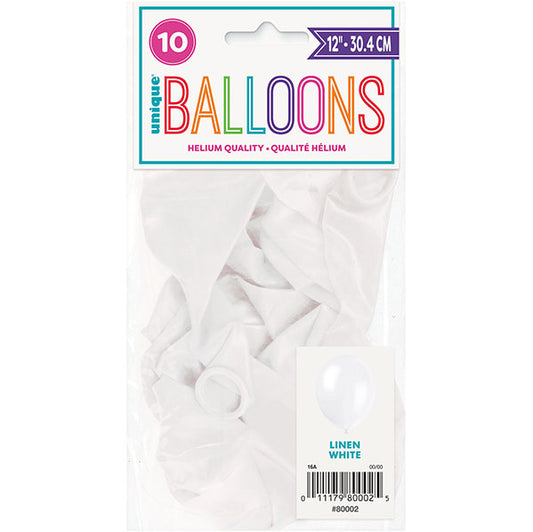 Linen White Premium Decorator Balloons 30cm (Pack of 10)