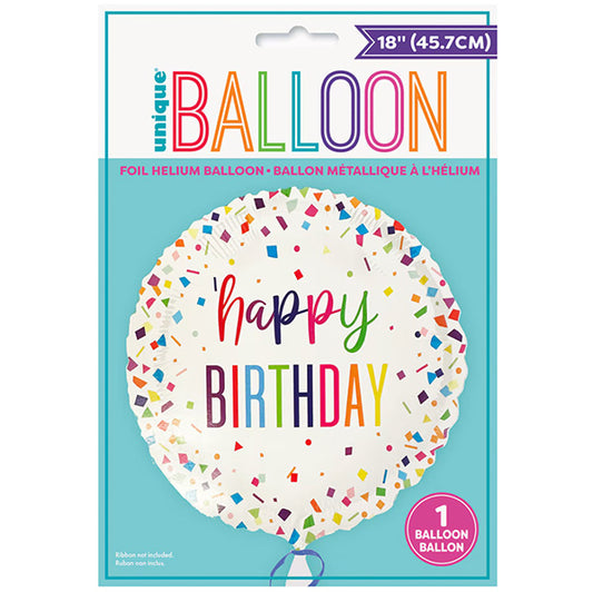 Bright Confetti "Happy Birthday" Foil Balloon 45cm