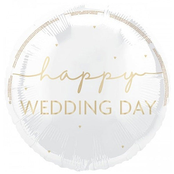 Gold Script "Happy Wedding Day" Foil Balloon 45cm