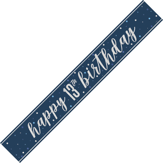 Glitz Blue "Happy 13th Birthday" Foil Banner - 2.74m