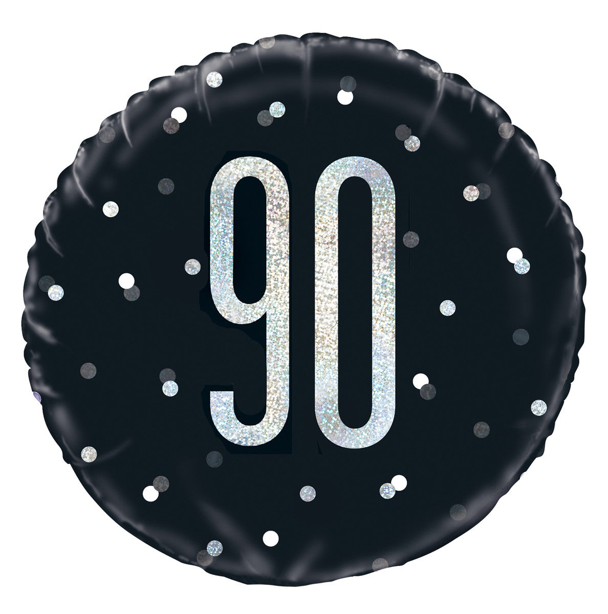 Black "90" Foil Prismatic Balloon 45cm