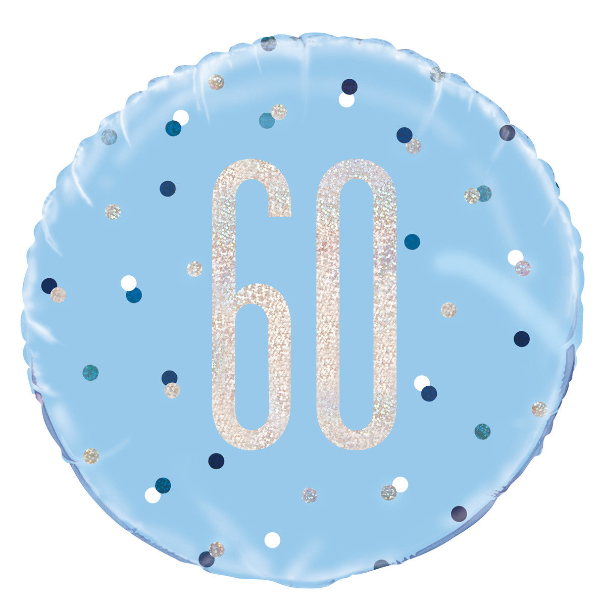 Blue "60" Foil Prismatic Balloon 45cm