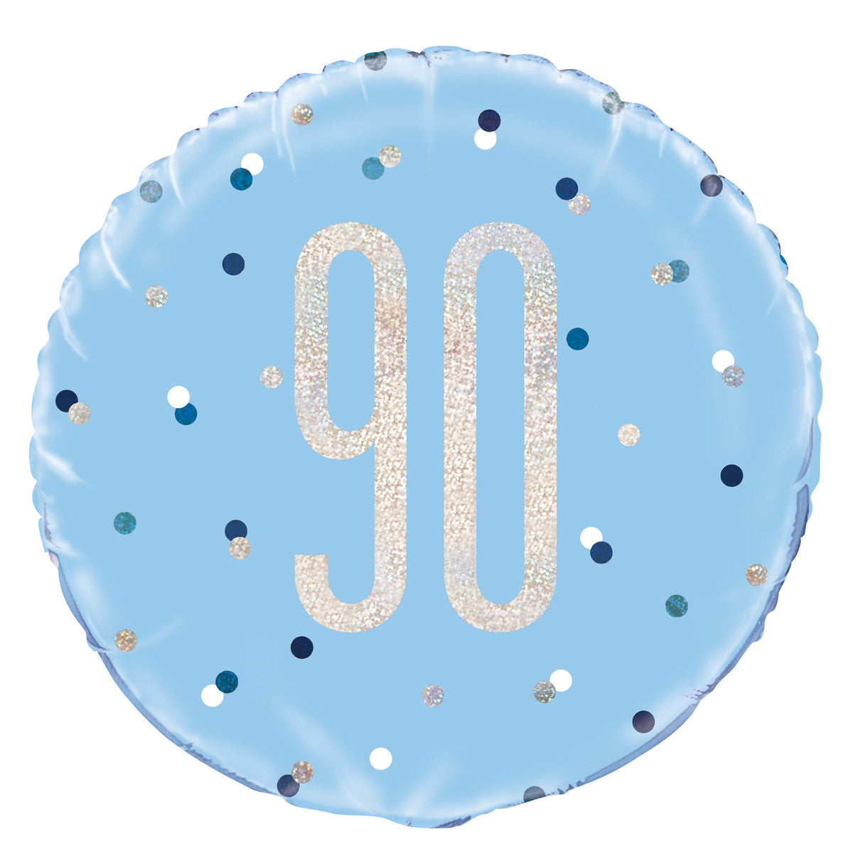 Blue "90" Foil Prismatic Balloon 45cm