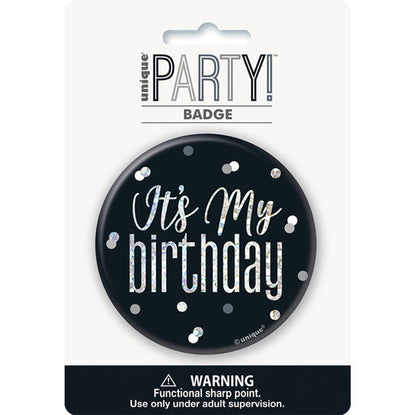 "It's My Birthday" Badge - Glitz Black