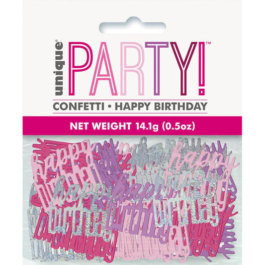 Pink "Happy Birthday" Foil Confetti (14g)