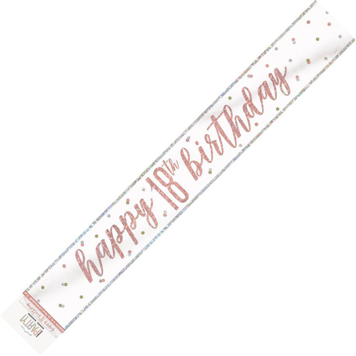 Rose Gold "Happy 18th Birthday" Prismatic Foil Banner - 2.74m