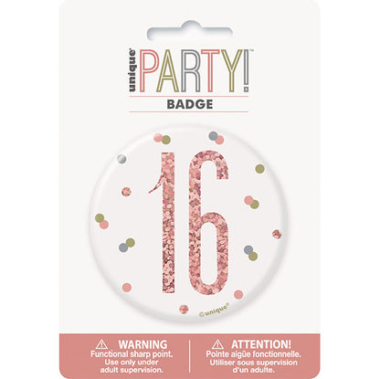 "16" Badge - Glitz Rose Gold