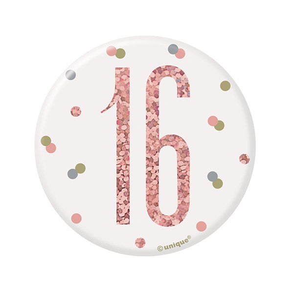 "16" Badge - Glitz Rose Gold