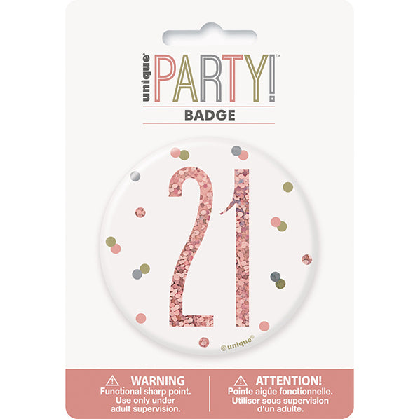 "21" Badge - Glitz Rose Gold