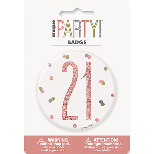 "21" Badge - Glitz Rose Gold