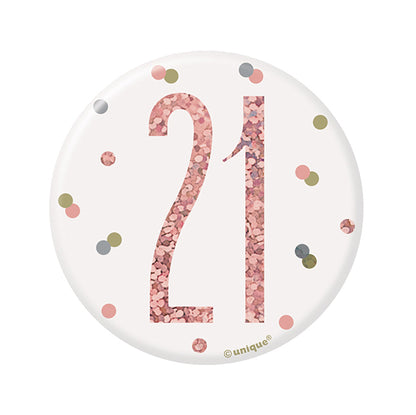 "21" Badge - Glitz Rose Gold