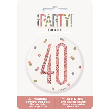 "40" Badge - Glitz Rose Gold