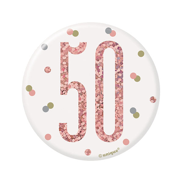 "50" Badge - Glitz Rose Gold