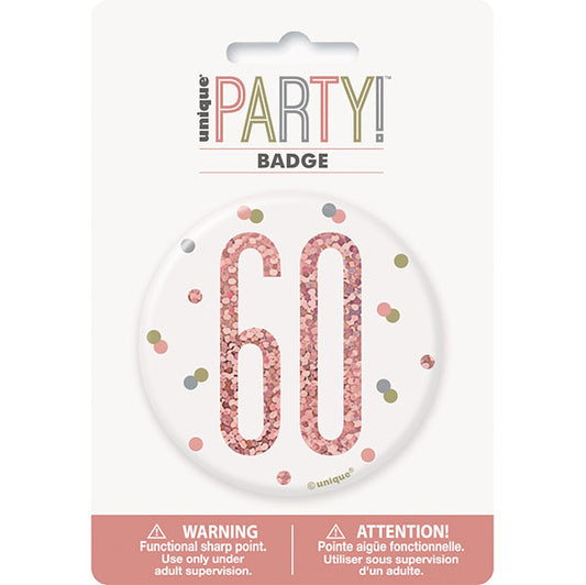 "60" Badge - Glitz Rose Gold