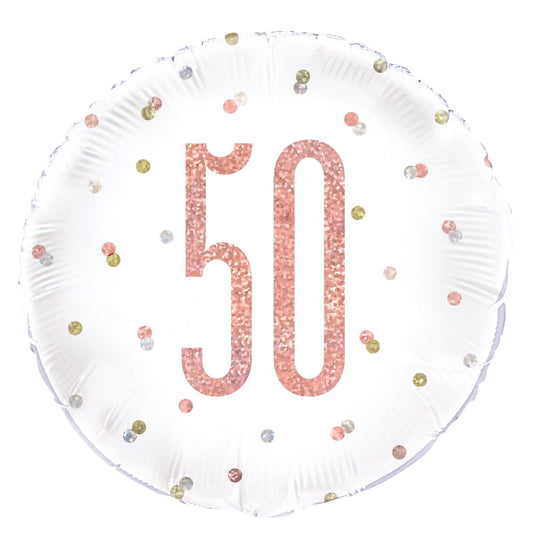 Rose Gold "50" Foil Prismatic Balloon 45cm